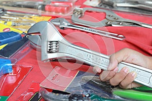 Closeup of assorted work tools