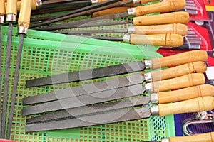 Closeup of assorted work tools