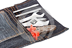 Closeup of assorted work tools