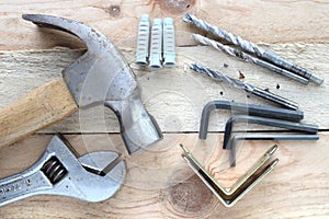 Closeup of assorted work tools