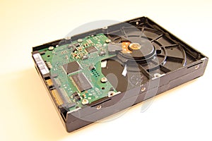 Closeup ATA Harddisk on White Background