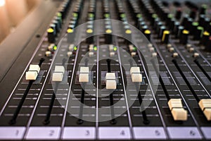 Closeup audio sound mixer