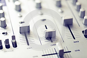 Audio sound mixer. music recording studio equipment