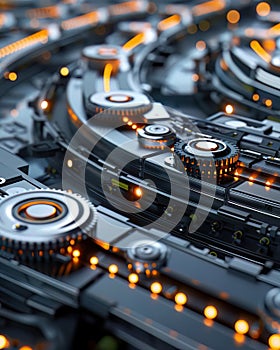 A closeup of an automatic sorting system using sensors and conveyor belts displaying the integration of AI in manufacturing
