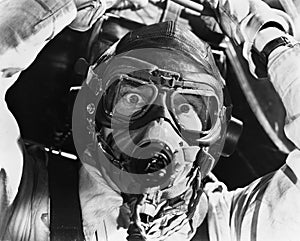 Closeup of aviator in mask