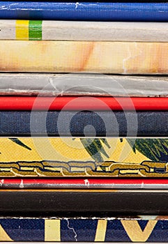 Closeup of back of magazines for background