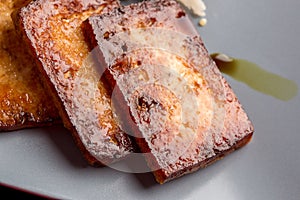 Closeup of backed marinated tofu