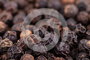 closeup background of black pepper seeds texture