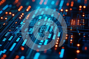 Closeup background technology with hi-tech digital by generative ai