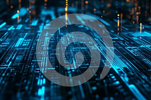 Closeup background technology with hi-tech digital by generative ai