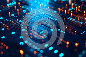 Closeup background technology with hi-tech digital by generative ai