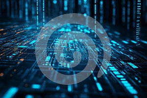 Closeup background technology with hi-tech digital by generative ai