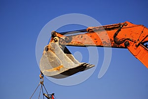 Closeup of backhoe