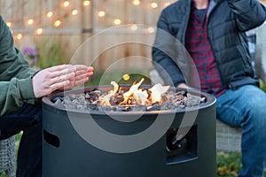 Closeup of a backyard fire in autumn