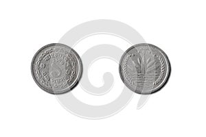 Closeup of Bangladeshi Taka poisha coin