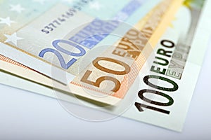 Closeup of banknotes and coins