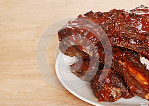 Closeup barbecue beef spare ribs