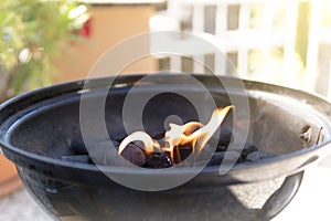 Closeup of barbeque fire