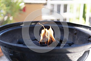 Closeup of barbeque fire