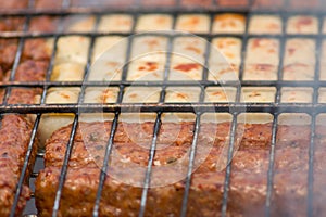 Closeup barbeque sausages