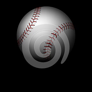 Closeup baseball ball in darkness