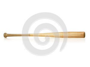 Closeup of baseball bat isolated on white background