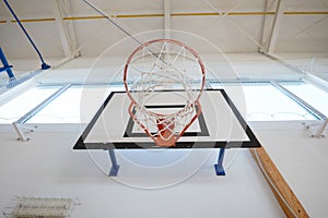 Closeup of basketball hoop