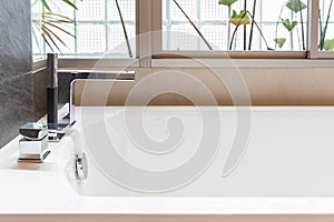 Closeup bathtub faucet