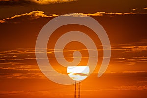 Closeup beautiful dramatic sunset and cloud at sky