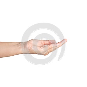Closeup Beautiful female hand count from one to five gesture Isolated on blank white background. Set of woman palms raised fingers