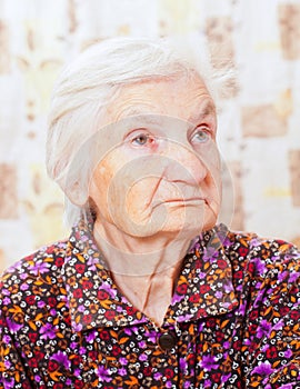 Closeup of a beautiful retired senior happy woman