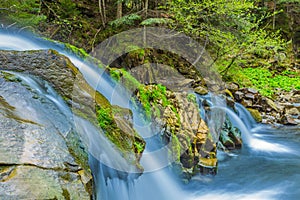 Closeup beautiful waterfall