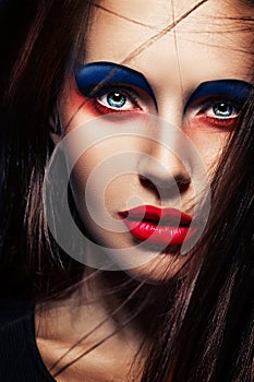 Closeup beauty creative makeup woman face