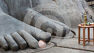 Closeup of Bhagwan Bahubali feet at Shravanabelagola Jain Tirth