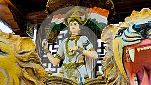 Closeup of Bharat Mata and lions statue