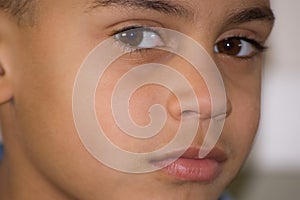 Closeup of Bi-Racial Boy's Face