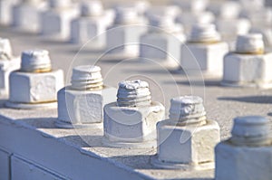 Closeup of big bolt and nut