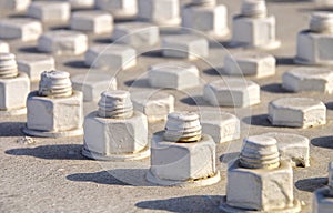 Closeup of big bolt and nut