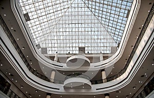 A closeup of big glass ceiling