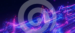 Closeup Bigdata light speed data flow wave. Abstract digital data stream of quantum computing. Cyberspace of qubit