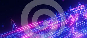 Closeup Bigdata light speed data flow wave. Abstract digital data stream of quantum computing. Cyberspace of qubit