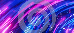 Closeup of bigdata light speed flow. Abstract digital data stream of quantum computing. Cyberspace of qubit trail waves