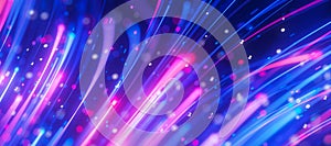 Closeup of bigdata light speed flow. Abstract digital data stream of quantum computing. Cyberspace of qubit trail waves