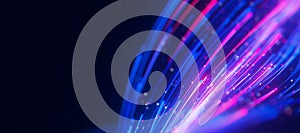 Closeup of bigdata light speed trails flow. Abstract digital data stream of quantum computing. Cyberspace of qubit