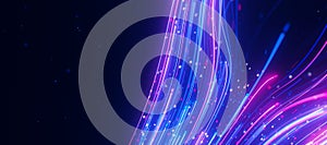 Closeup of bigdata light speed upward flow avoiding obstacle. Abstract digital data stream of quantum computing