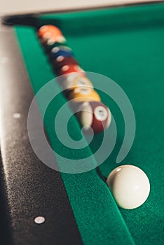 closeup billiard balls