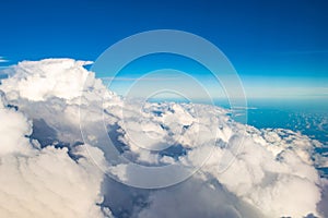 Closeup bird eye view of nimbus or cumulus cloud