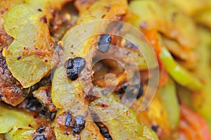 Closeup of bitter gourd delicacy