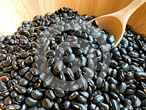 Closeup Black bean properties help to detoxify and nourish the kidneys well. Due to the presence of flavonoids and anthocyanins, photo