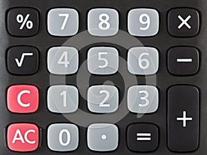 Closeup of black calculator keyboard